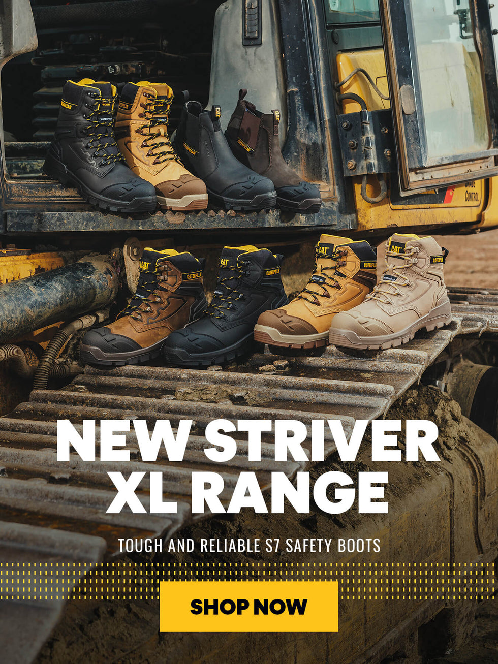 NEW STRIVER XL RANGE. TOUGH AND RELIABLE S7 SAFETY BOOTS. SHOP NOW