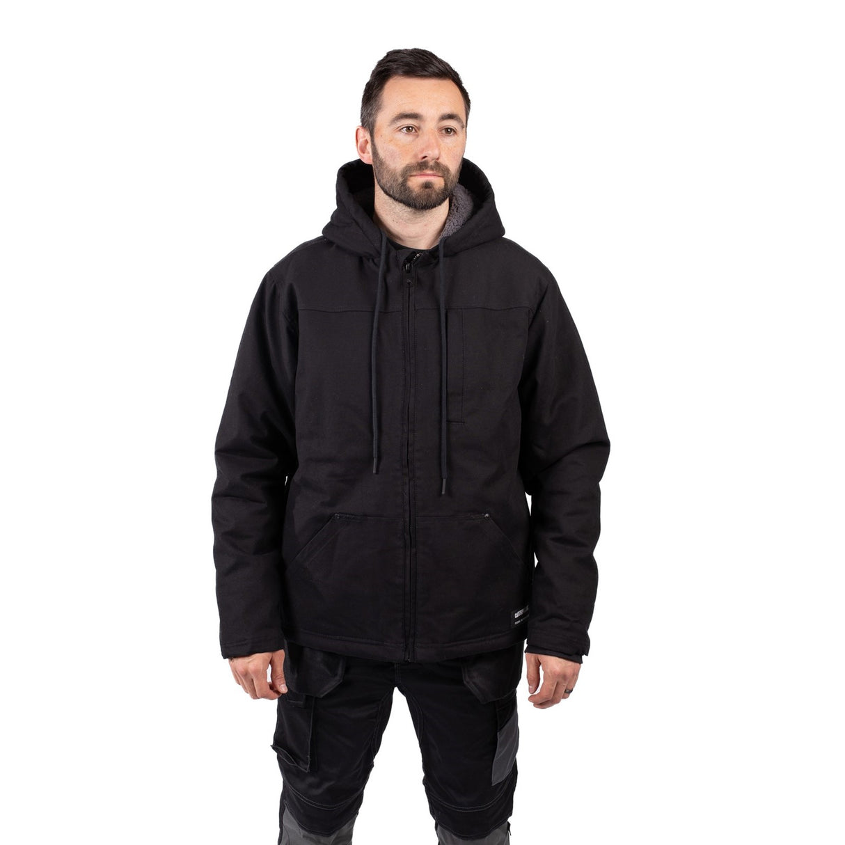 Hooded Sherpa Lined Jacket Black