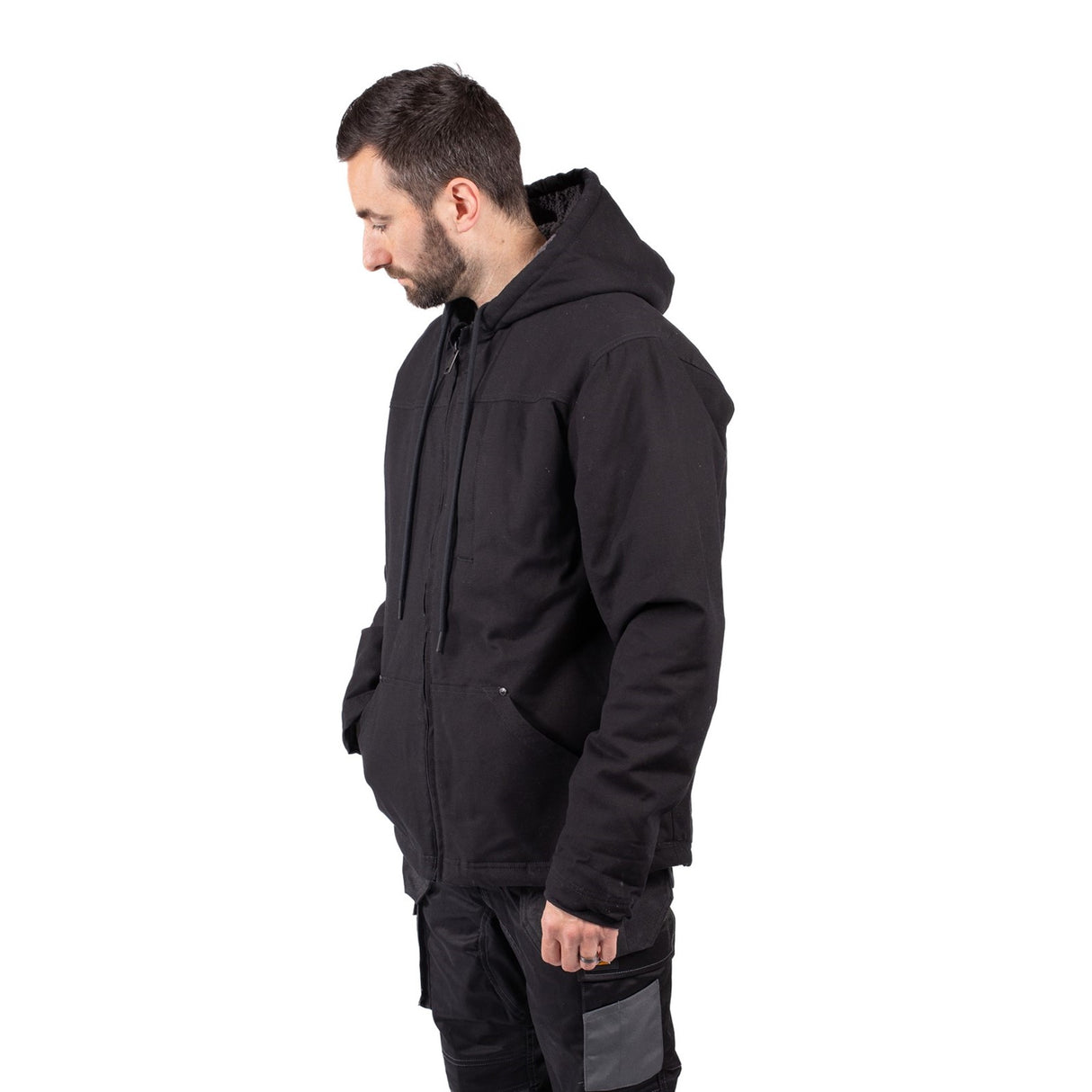 Hooded Sherpa Lined Jacket Black