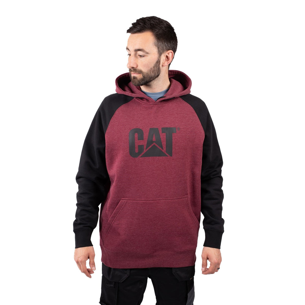 Raglan Hooded Sweatshirt Carmenere Heather/Black