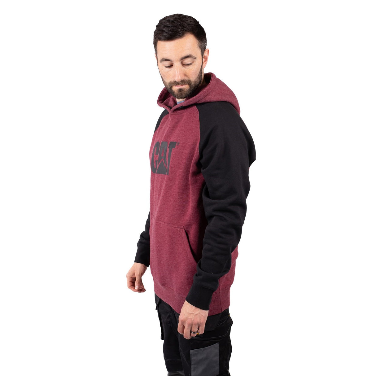 Raglan Hooded Sweatshirt Carmenere Heather/Black
