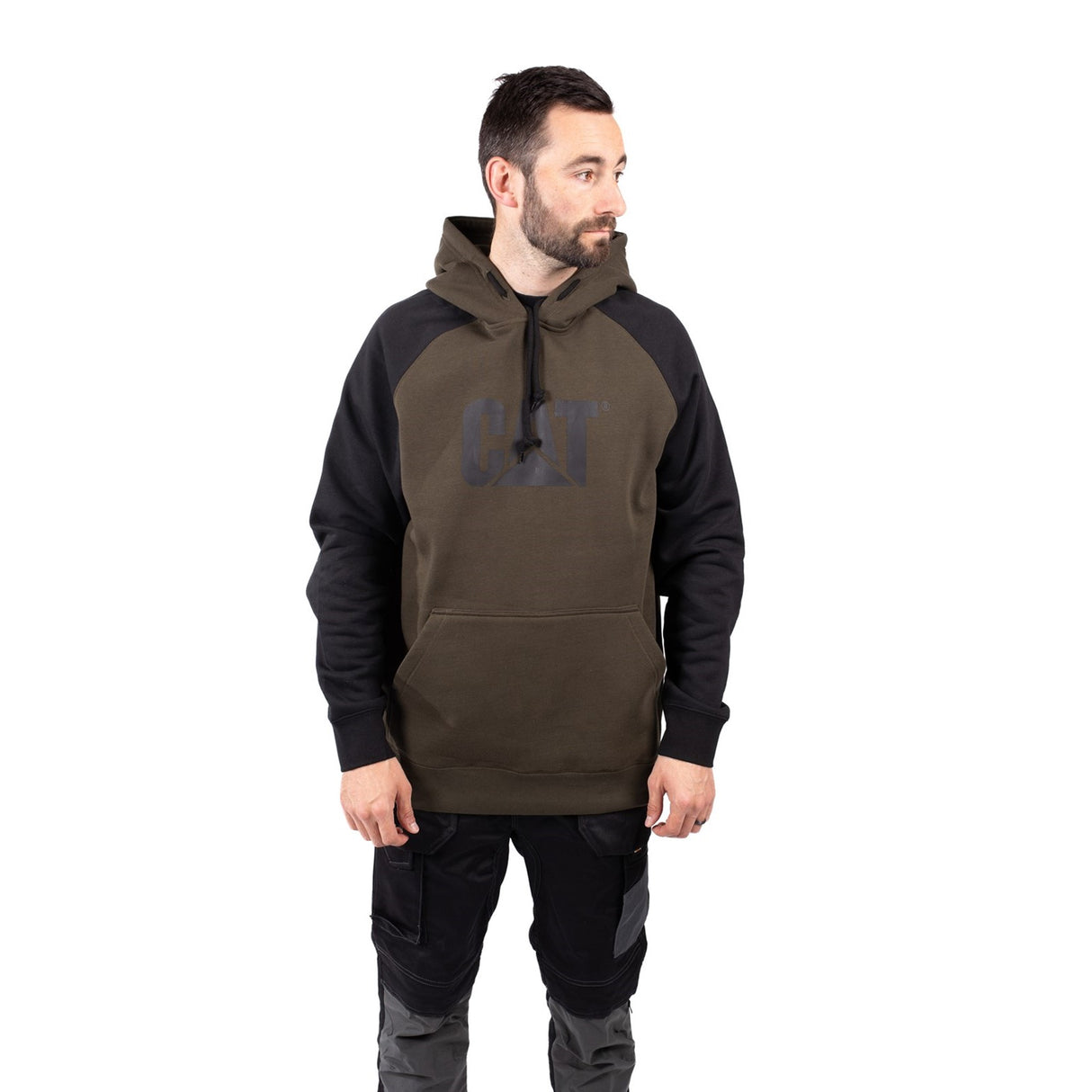 Raglan Hooded Sweatshirt Army Moss/Black