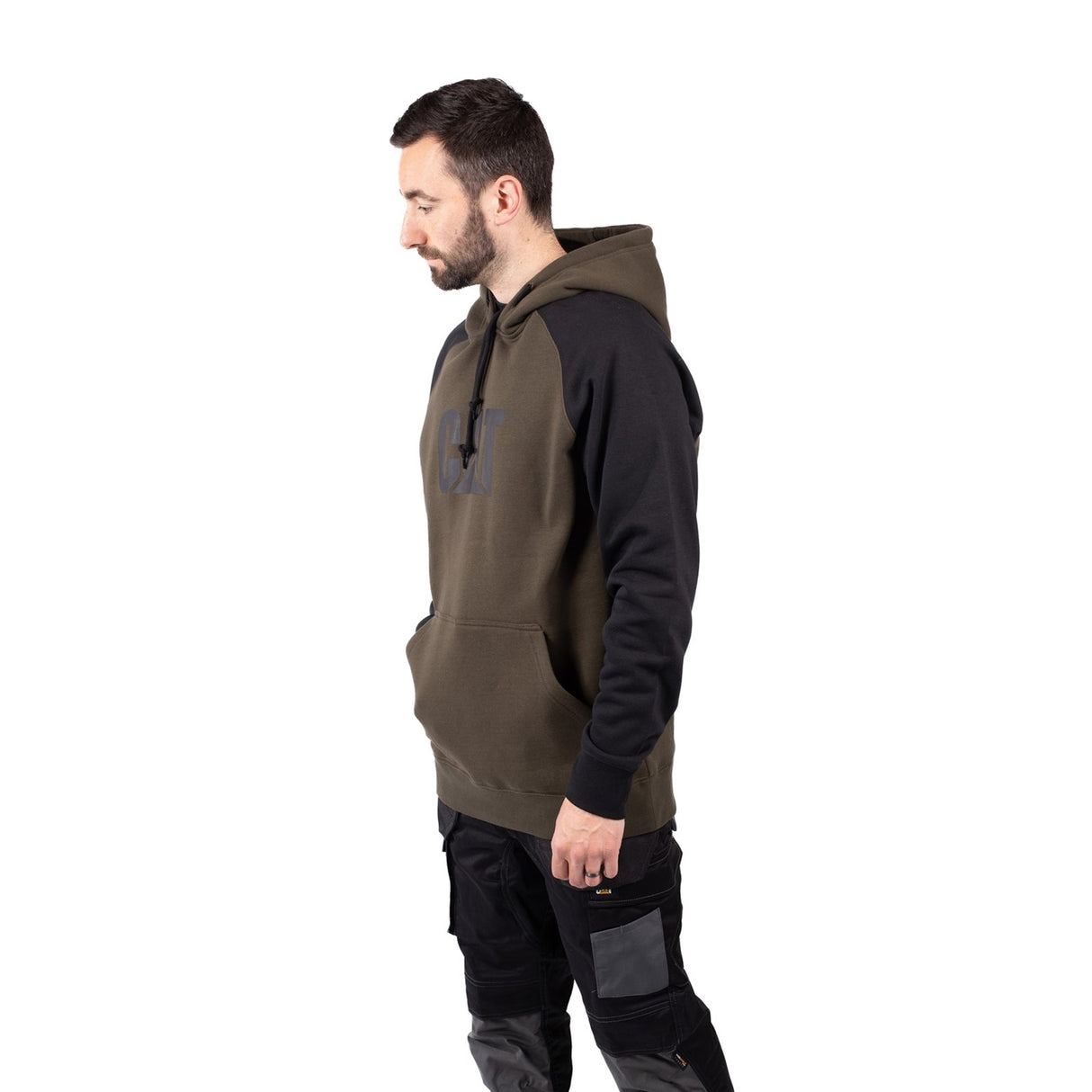 Raglan Hooded Sweatshirt Army Moss/Black