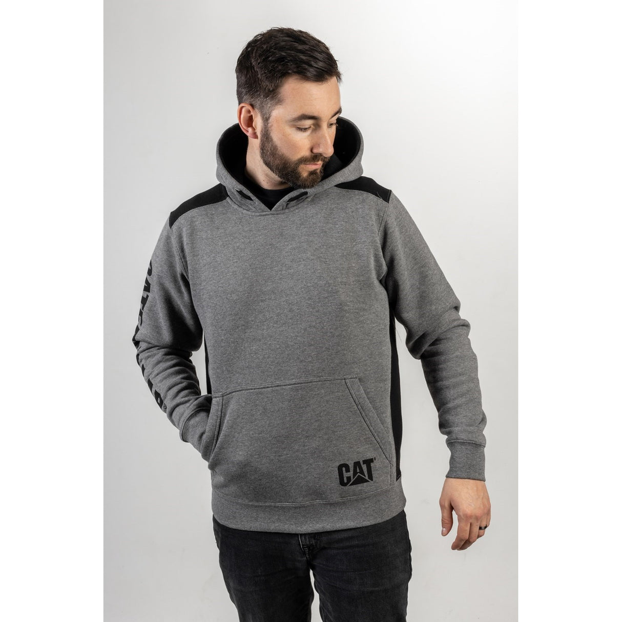 Logo Panel Hooded Sweatshirt  Dark Heather Grey