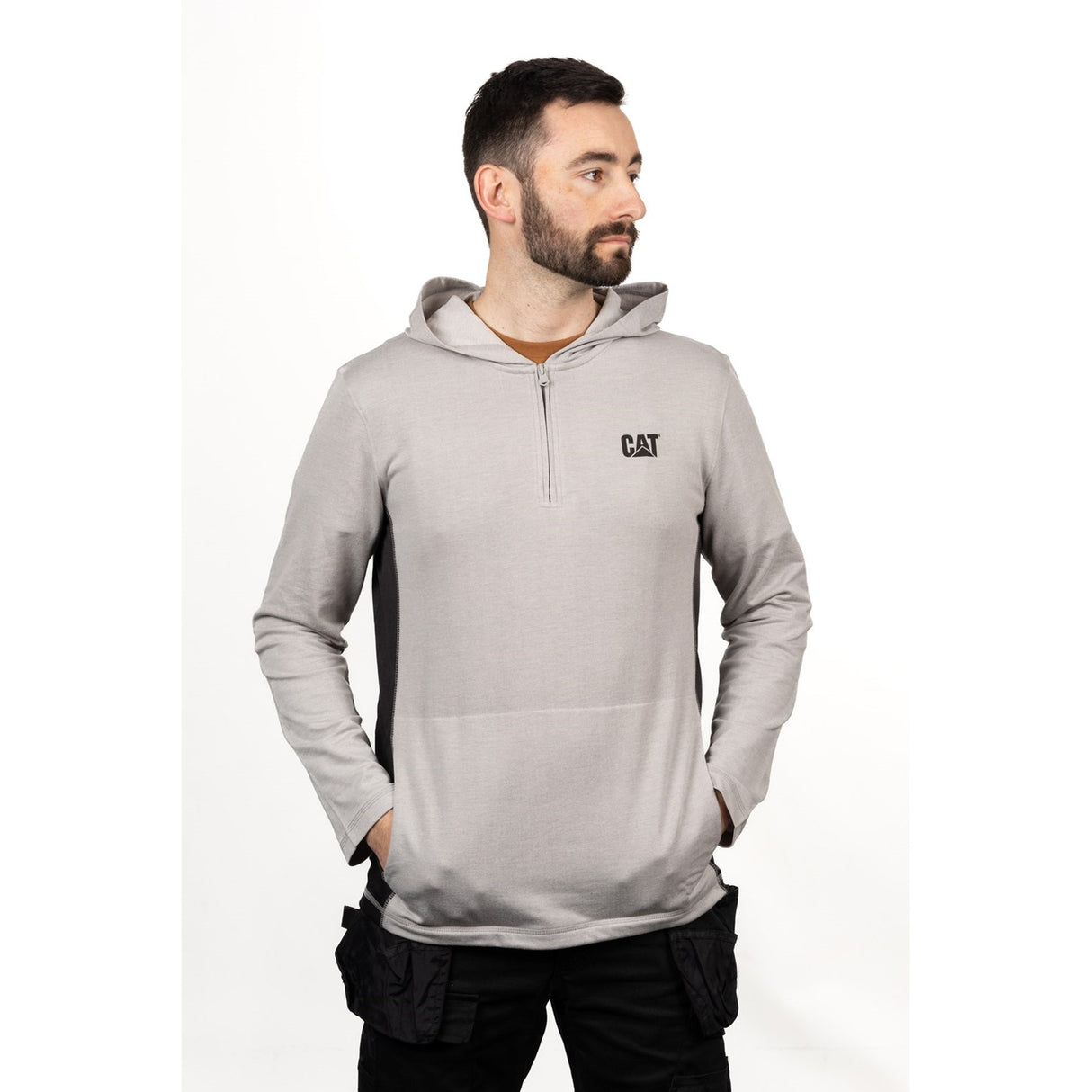 Coolmax Quarter Zip Hoodie  Heather Grey