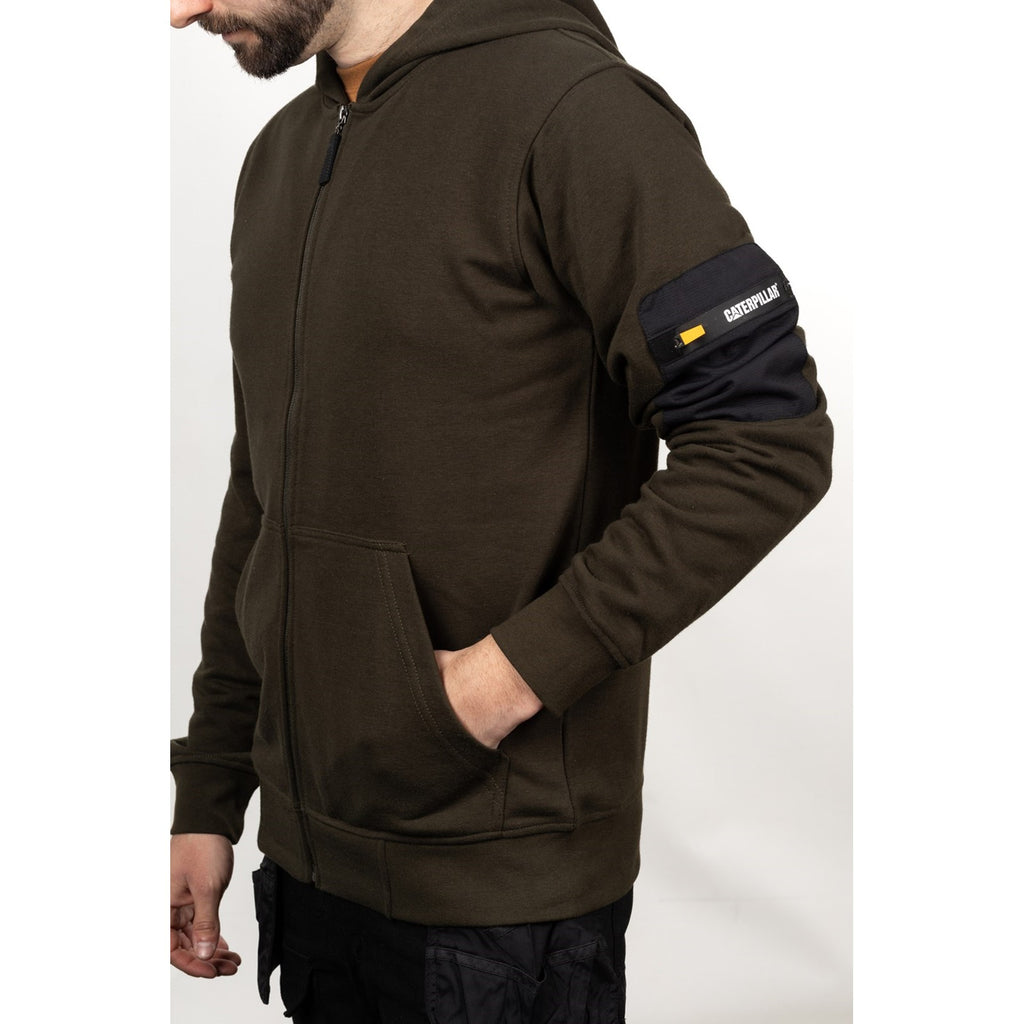 Mens Caterpillar Army Moss Loopback Full Zip Hoodie Shop
